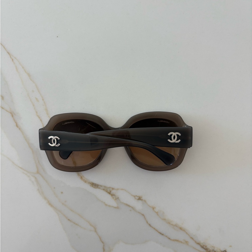 CHANEL Brown Sunglasses with Silver Accents